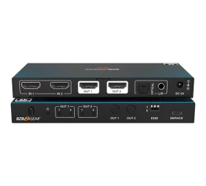 2x2 8K UHD HDMI 2.1 Matrix Switcher with Auto Downscaling/Audio De-Embedding (8K60/4K120 and VRR/FVA/ALLM Support)