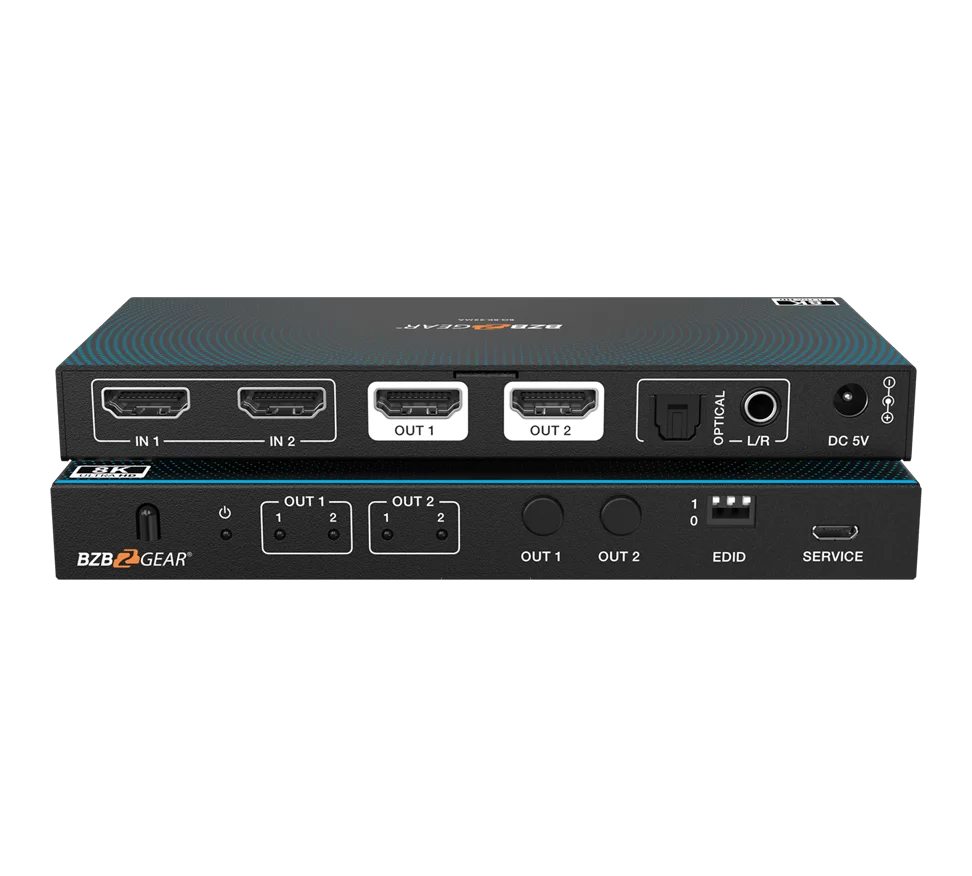 2x2 8K UHD HDMI 2.1 Matrix Switcher with Auto Downscaling/Audio De-Embedding (8K60/4K120 and VRR/FVA/ALLM Support)