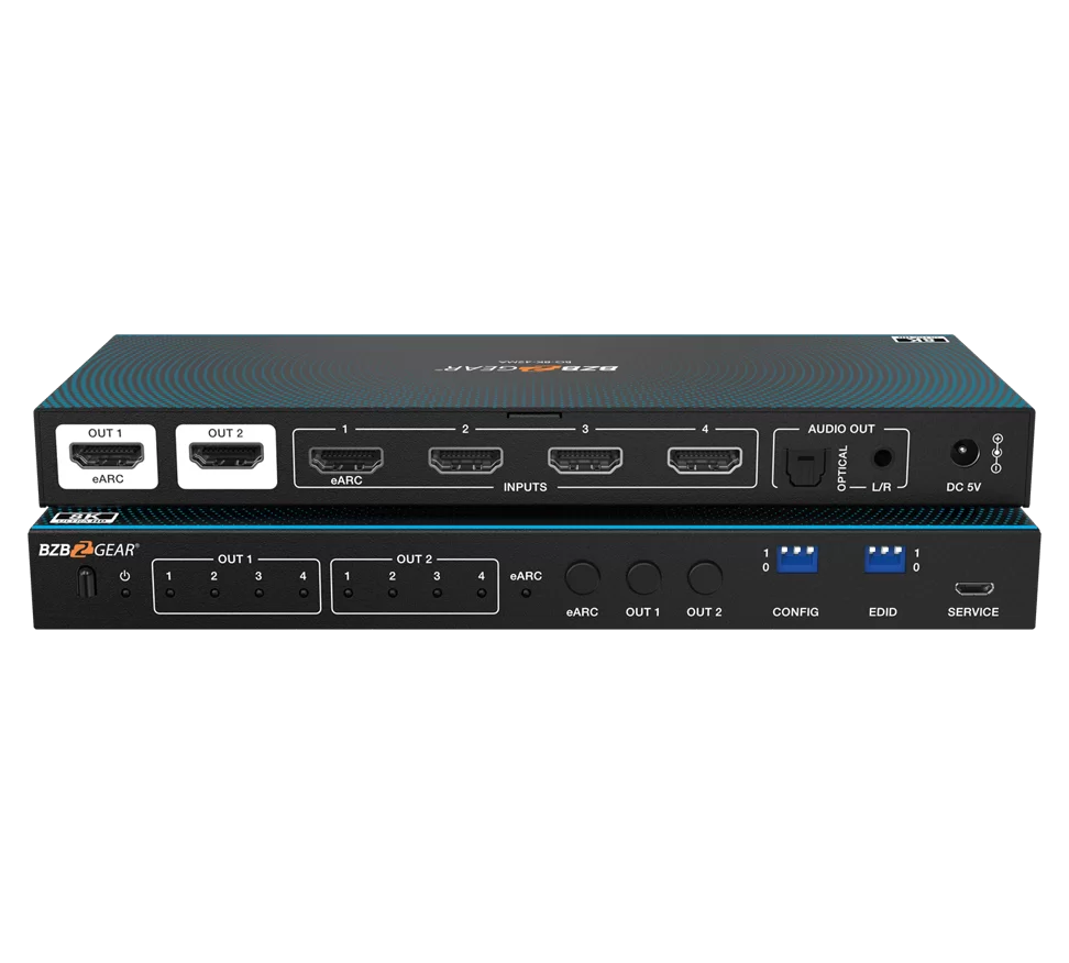 4x2 8K UHD HDMI 2.1 Matrix Switcher with Auto Downscaling/Audio De-Embedding (8K60/4K120 and VRR/FVA/ALLM Support)