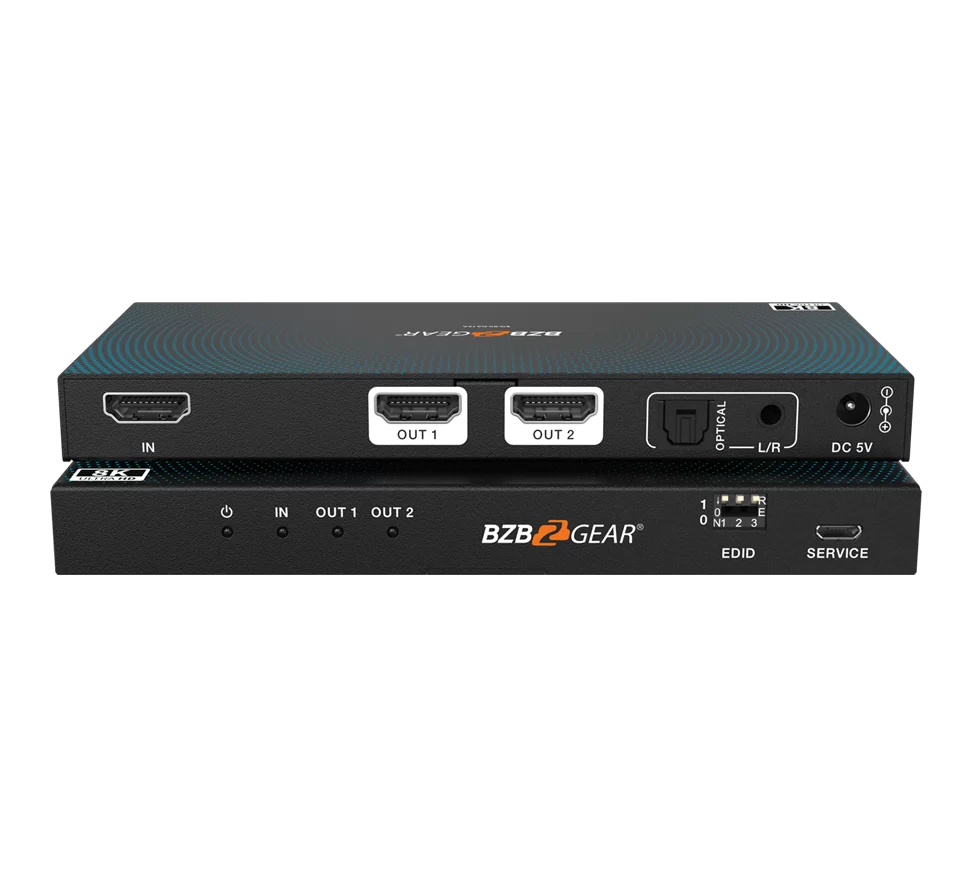 1x2 8K UHD HDMI 2.1 Splitter with Auto Downscaling/Audio De-Embedding (8K60/4K120 and VRR/FVA/ALLM Support)