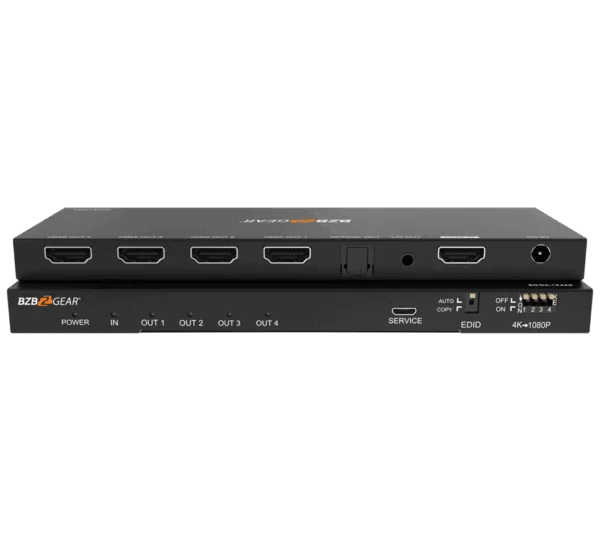 1x4 4K UHD HDMI Splitter with Down-Scaler w/Digital and Analog Audio Output