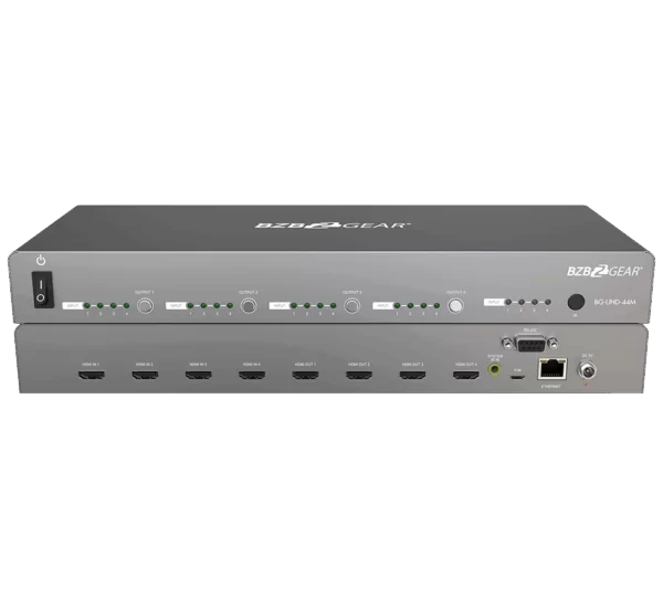4x4 4K UHD HDMI Matrix Switcher with Auto Downscaling and RS-232/IP/Cloud