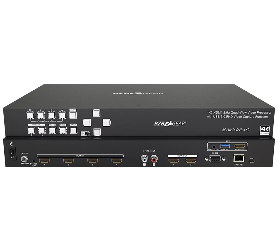 4x2 4K UHD Seamless Switcher/Scaler/MultiViewer with Audio De-embedding and Built-in USB Capture Card