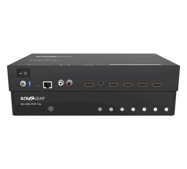 4-Port 4K UHD Video Wall Processor with Scaler, Audio and 1x3/1x4/2x2/4x1 Layout