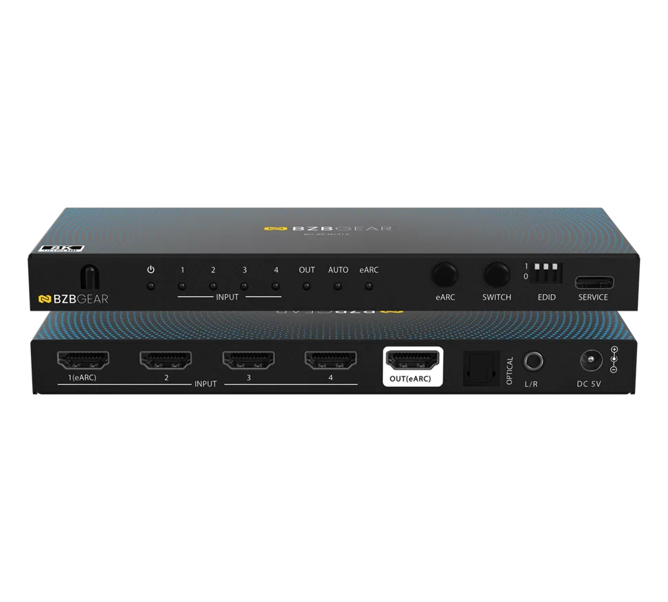 4x1 8K UHD HDMI 2.1 Switcher with Audio De-Embedding (8K60/4K120Hz 4:4:4 VRR/FVA/ALLM Support)