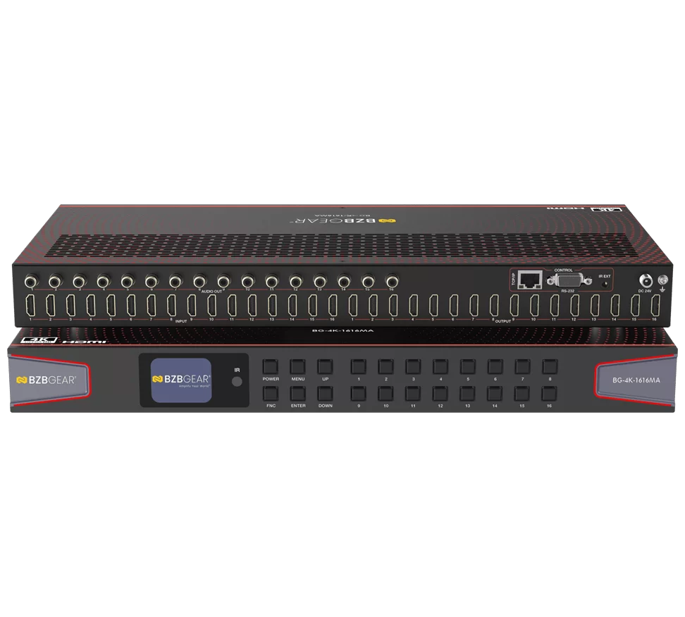 16x16 4K UHD HDMI 2.0 Matrix Switcher with Audio De-embedding and Independent Routing (4K60 - 4:4:4 and HDR Support)