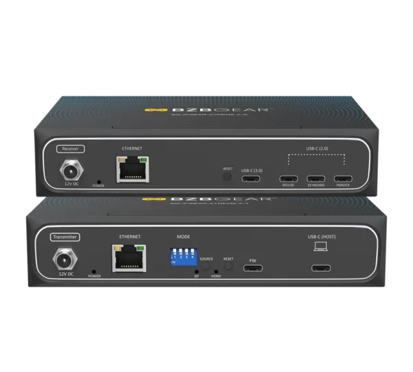 4K/8K UHD HDMI 2.1 Fiber Extender Kit with Bi-Directional IR/RS-232/Gigabit Ethernet/USB & KVM