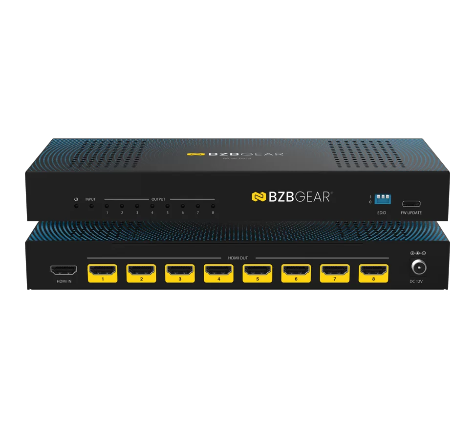 1x8 8K UHD HDMI 2.1 48Gbps Splitter with Auto Downscaling (8K60/4K120 and VRR/ALLM/QMS/QFT/SBTM Support)