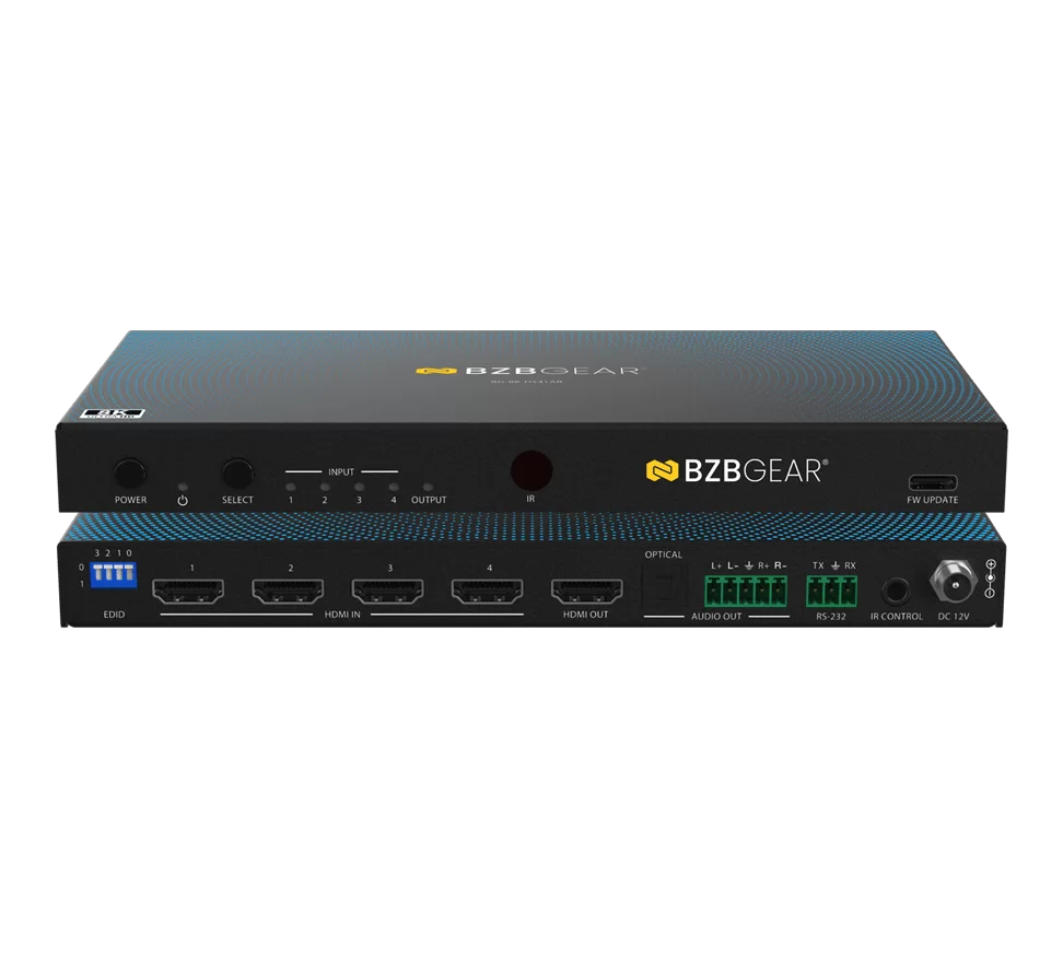 4x1 8K UHD HDMI 2.1 Switcher with Digial/Analog Audio De-Embedding/EDID/RS-232 (8K60/4K120Hz 4:4:4 VRR/ALLM Support)