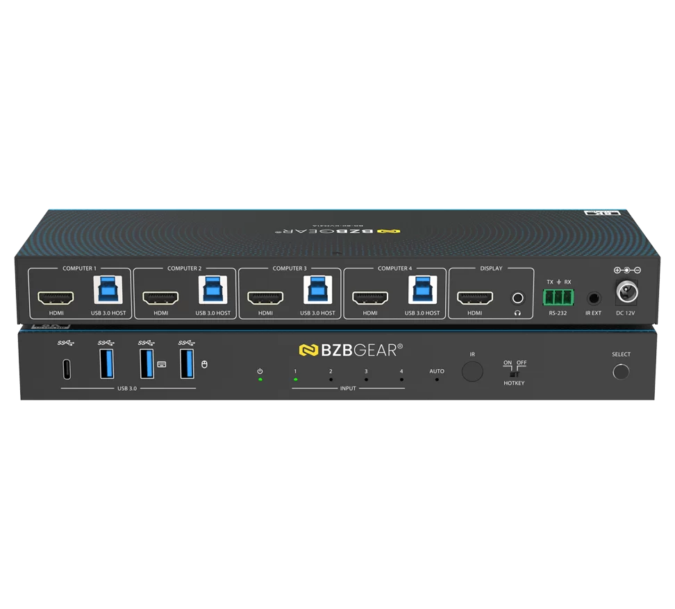 8K UHD HDMI 2.1 4x1 KVM Switch with USB 3.0/Hotkey Switching/IR Control