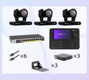 Premium 3-Camera 4K NDI|HX3 Production Bundle with AI Auto-Tracking PTZ Cameras, Advanced PTZ Control & Network-Based Video Production