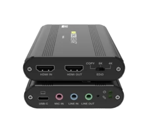 HDMI 2.1 to USB-C 4K60 Video Capture Card Box with 8K60 Input/Loop-Out and Audio Mixing