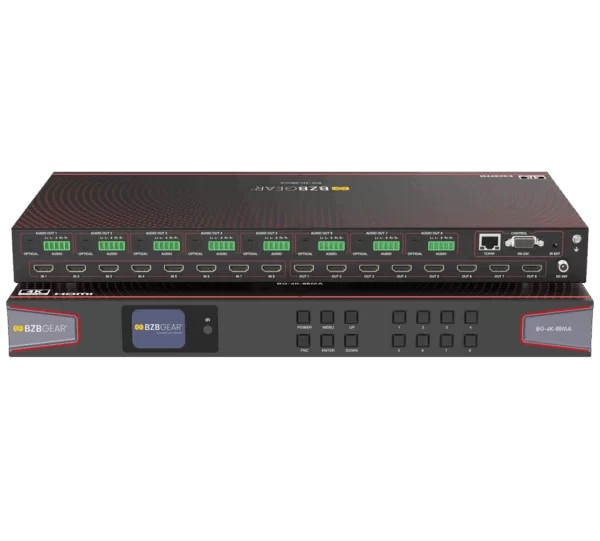 8x8 4K UHD HDMI 2.0 Matrix Switcher with Audio De-embedding and Independent Routing (4K60 - 4:4:4 and HDR Support)