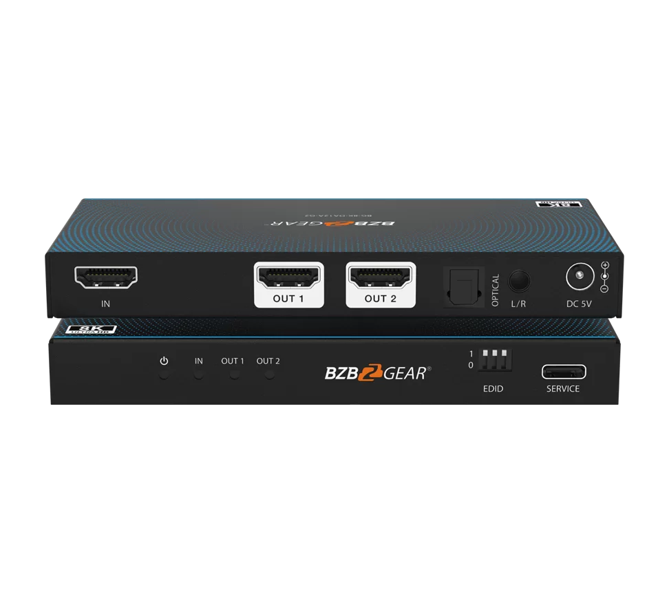 1x2 8K UHD HDMI 2.1 48Gbps Splitter with Auto Downscaling/Audio De-Embedding (8K60/4K120 and VRR/FVA/ALLM Support)