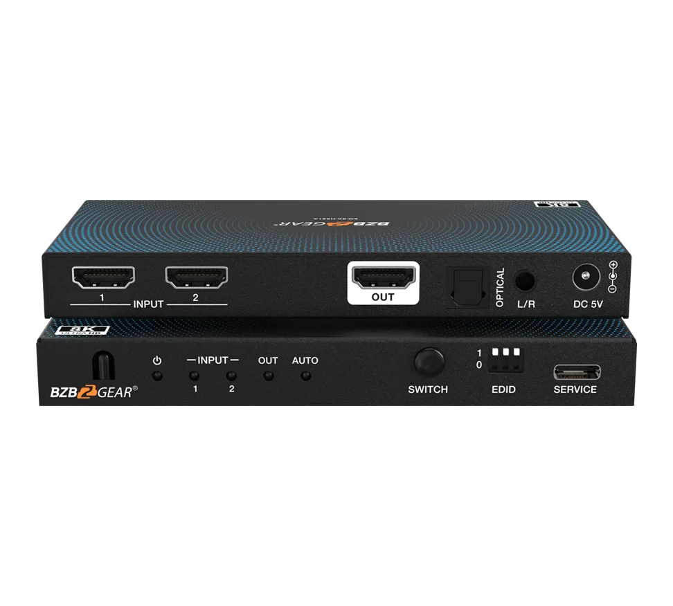 2x1 8K UHD HDMI 2.1 Switcher with Audio De-Embedding (8K60/4K120Hz 4:4:4 VRR/FVA/ALLM Support)