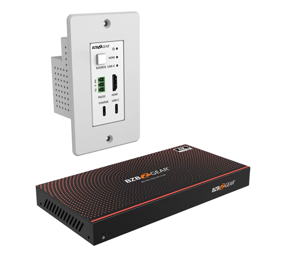 3x1 HDMI/USB-C Wall Plate Switcher & HDBaseT Extender Kit, 4K UHD 18Gbps with RS232 – 230ft Range