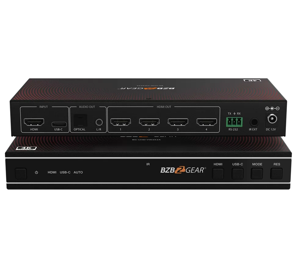2x2 4K UHD/HDMI USB-C Switcher and Video Wall Controller with Audio De-embedding